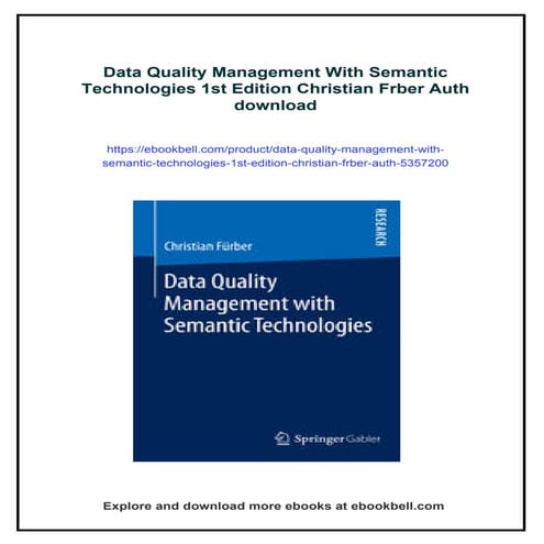 Data Quality Management With Semantic Technologies 1st Edition ...