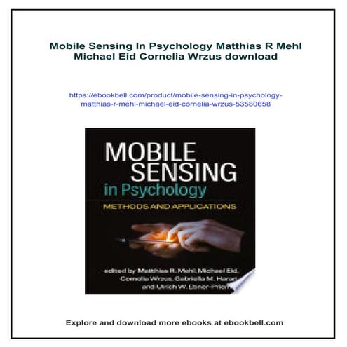 Mobile Sensing In Psychology Matthias R Mehl Michael Eid Cornelia Wrzus