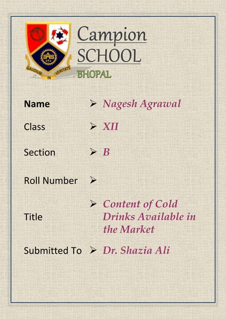 Chemistry Investigatory Project  of class 12th CBSE