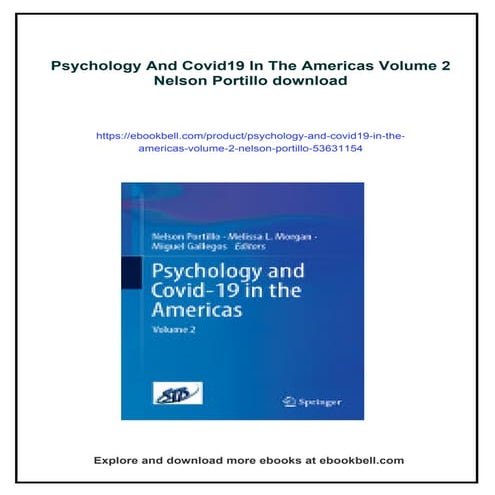 Psychology And Covid19 In The Americas Volume 2 Nelson Portillo