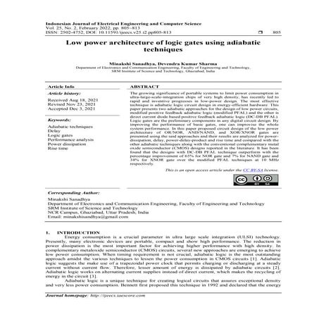 Low power architecture of logic gates using adiabatic techniques | PDF