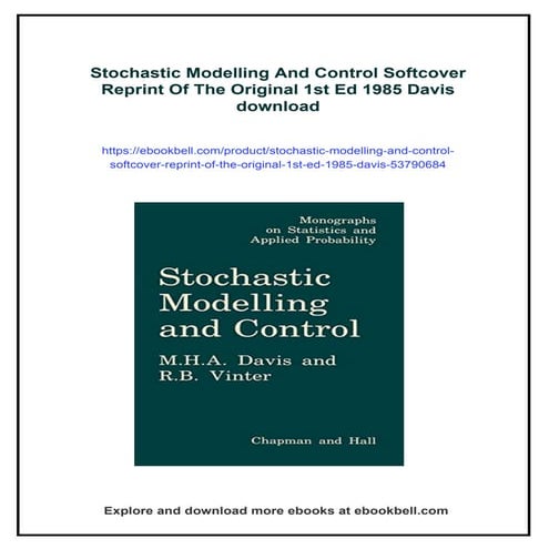 Stochastic Modelling And Control Softcover Reprint Of The Original 1st Ed 198...