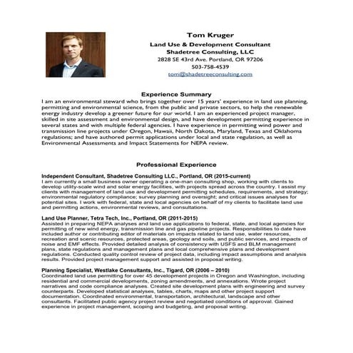 Tom Kruger Resume 2016