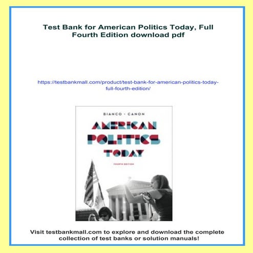 Test Bank for American Politics Today, Full Fourth Edition | PDF
