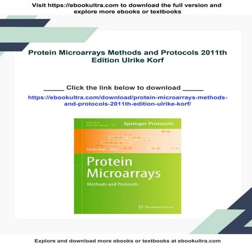 Protein Microarrays Methods and Protocols 2011th Edition Ulrike Korf