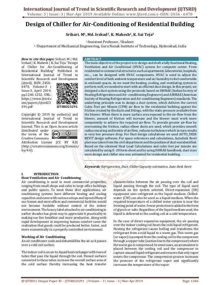Design Of Chiller For Air Conditioning Of Residential Building