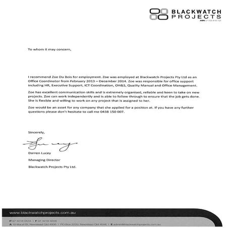 Reference Letter - Harcourts Graceville | PDF