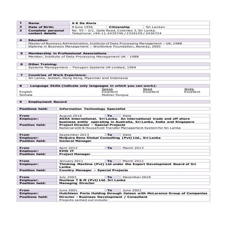 160929 SS CV in WB and ADB Format | PDF
