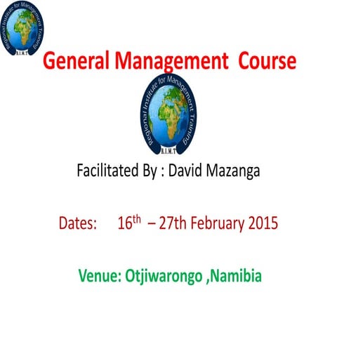 General Management  Course - 16th -27th February 2015