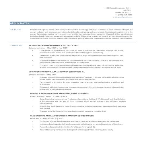 Armin Nayak Resume