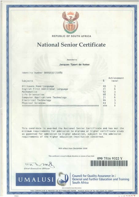 NCV Level 4 Certificate | PDF