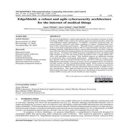 EdgeShield: a robust and agile cybersecurity architecture for the internet of medical things