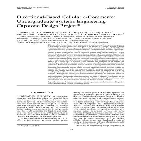 Directional-based Cellular e-Commerce: Undergraduate Systems Engineering Caps...