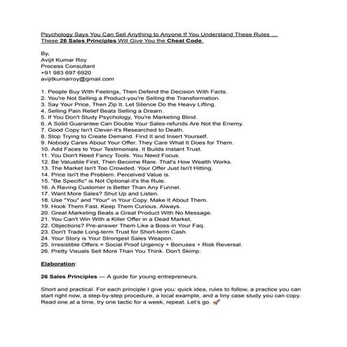 26 Sales Principles - Cheat Code marketing