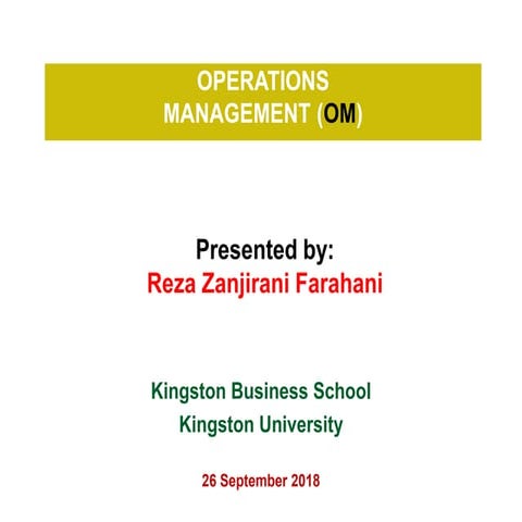 Introduction to Operations Management Functions | PPT
