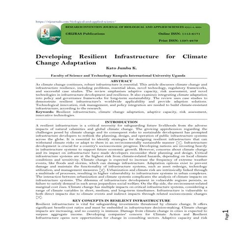 Developing Resilient Infrastructure for Climate  Change Adaptation (www.kiu.a...