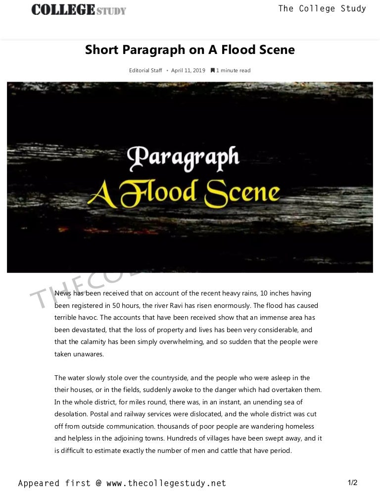 26 short paragraph on a flood scene the college study