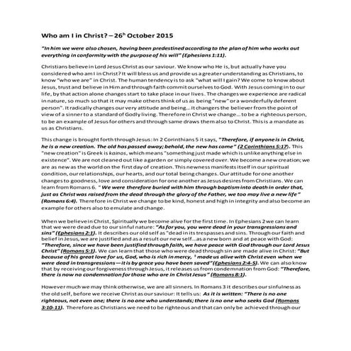 26th october 2015   who are we in christ