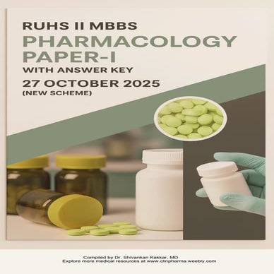 RUHS II MBBS Pharmacology Paper-I with Answer Key | 27th October 2025 (New Sc...