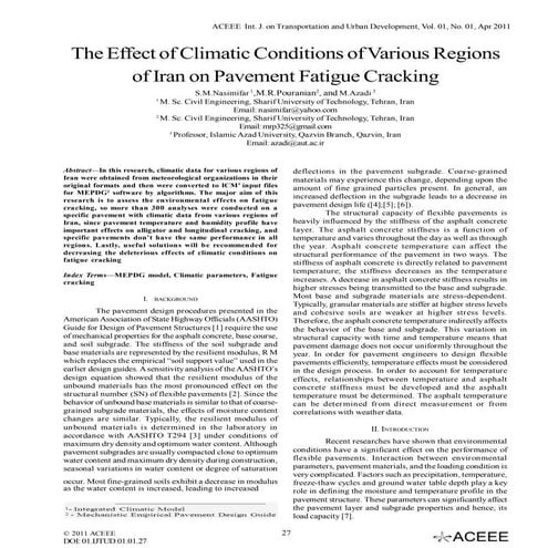 The Effect of Climatic Conditions of Various Regions of Iran on Pavement Fati...