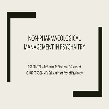 Non-pharmacological management in Psychiatry