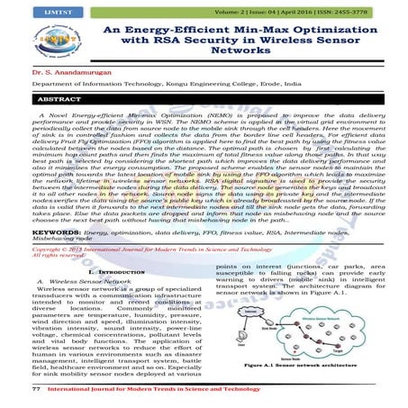 An Energy-Efficient Min-Max Optimization with RSA Security in Wireless Sensor...