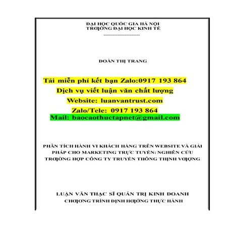 Luận văn: Phân tích hành vi khách hàng trên website, 9 ĐIỂM
