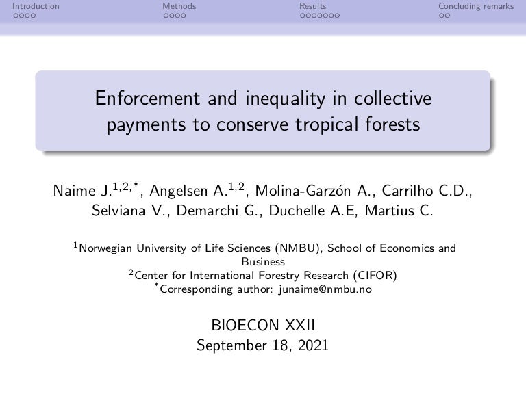 thumbnail of  Enforcement and inequality in collective payments to conserve tropical forests