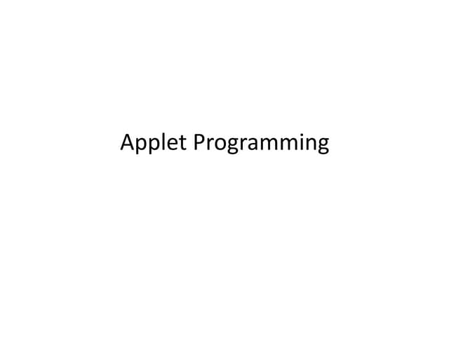 27 applet programming | PPT