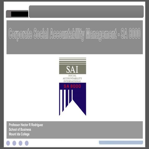 Corporate Social Accountability Management - SA 8000