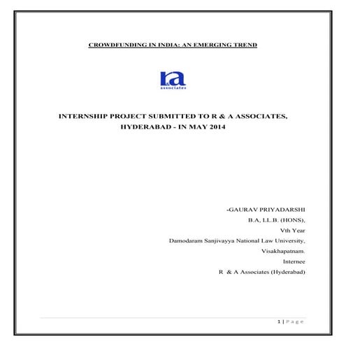 Article on Crowd Funding