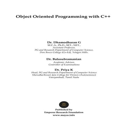 Comprehensive Introduction to Object Oriented Programming Using C++ | PPTX