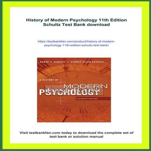 History of Modern Psychology 11th Edition Schultz Test Bank | PDF