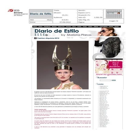Clipping Diario de Estilo 27/07/12 @ IED Barcelona