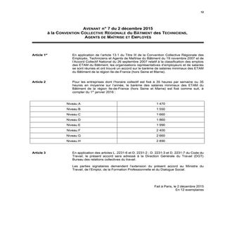 IDCC 2707 avenant salaires minima  ...
