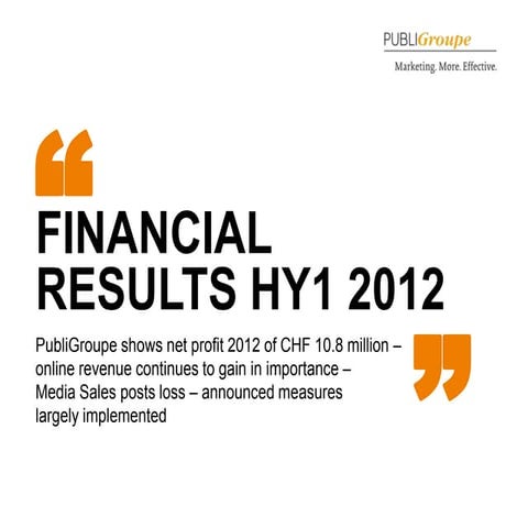PubliGroupe Half-Year Results 2012
