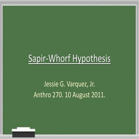 Sapir-Whorf Hypothesis