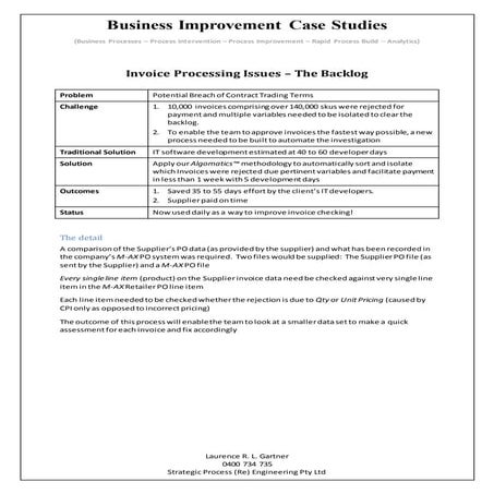 Business Processes - Improvement - Reengineering - Analytics