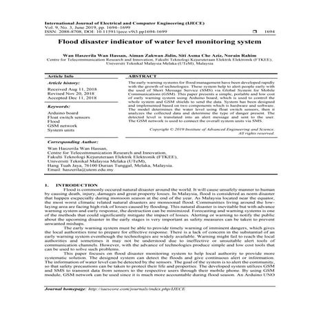 Flood disaster indicator of water level monitoring system