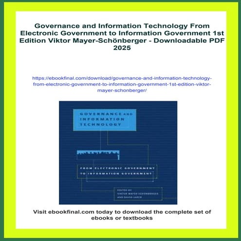 Governance and Information Technology From Electronic Government to Informati...