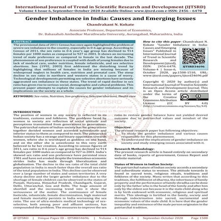 Gender Imbalance in India Causes and Emerging Issues