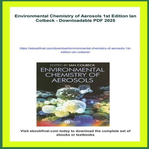 Environmental Chemistry of Aerosols 1st Edition Ian Colbeck | PDF