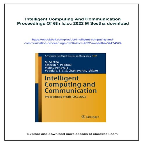 Intelligent Computing And Communication Proceedings Of 6th Icicc 2022 M Seetha