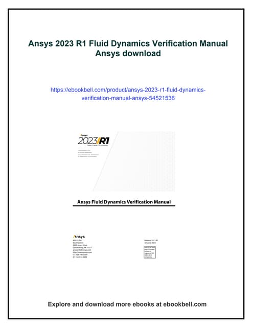Ansys 2023 R1 Fluid Dynamics Verification Manual Ansys