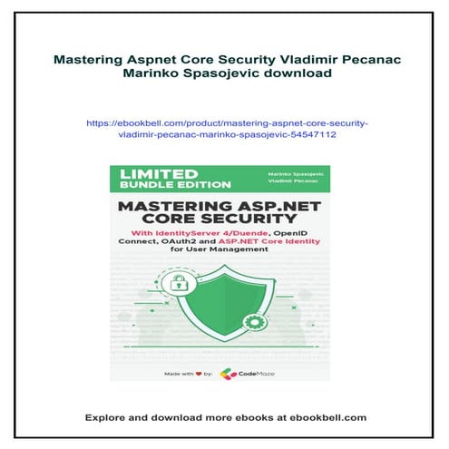 Mastering Aspnet Core Security Vladimir Pecanac Marinko Spasojevic | PDF