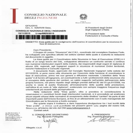 273 2015 linee guida cni coordinatore per la sicurezza in fase di ...