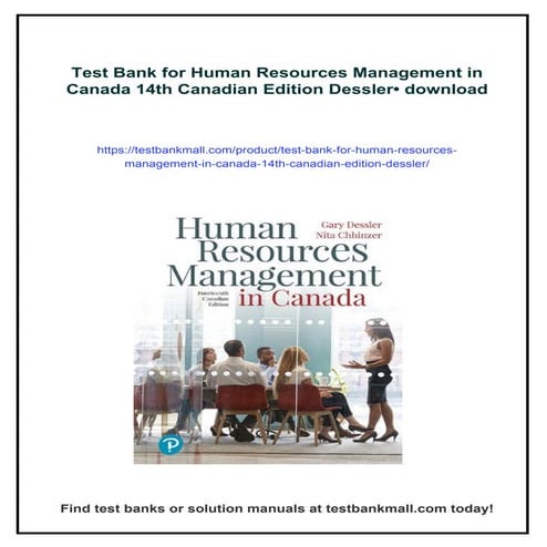 Test Bank for Human Resources Management in Canada 14th Canadian ...