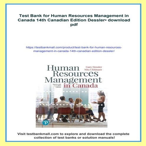 Test Bank for Human Resources Management in Canada 14th Canadian ...