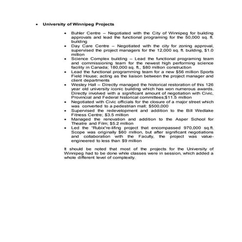 University of Winnipeg Projects