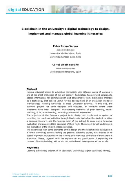 Blockchain in the university: a digital technology to design, implement and m...